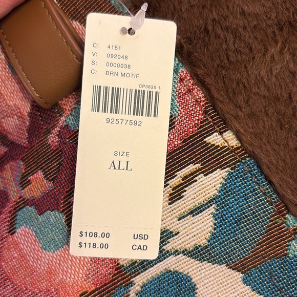 NWT Anthropologie Floral Patterned Brown Faux Fur Tote Bag - Picture 4 of 13